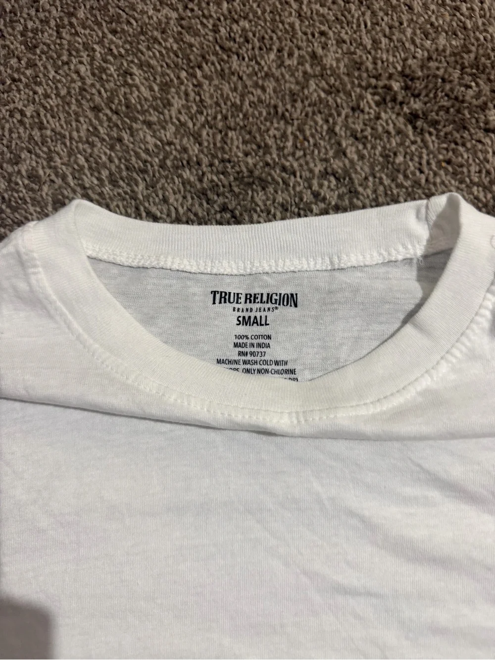 True Religion White Short Sleeve Tee with Red Logo Accents